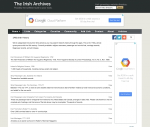 Irish genealogy links by date, county, and category