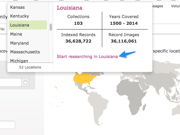 Browsing by Location at FamilySearch