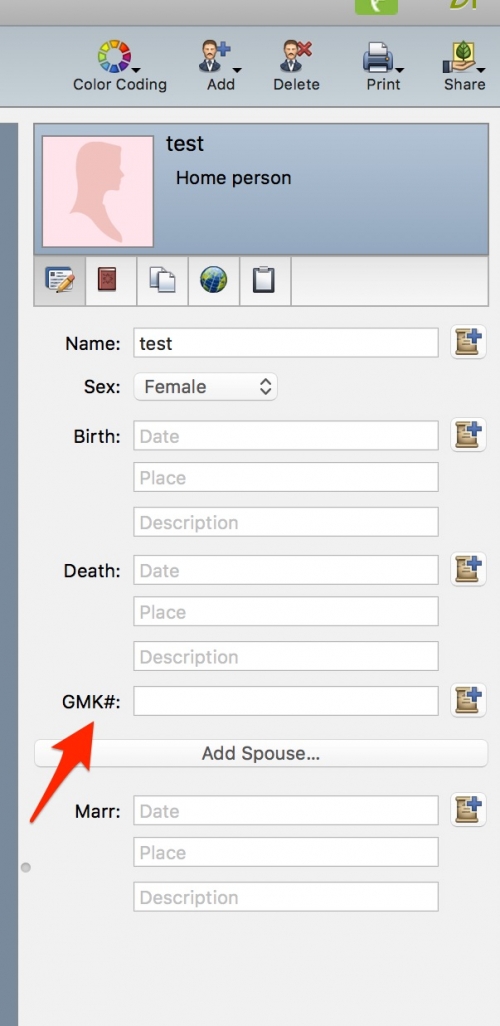 Custom fact added to individual fact panel in Family Tree Maker