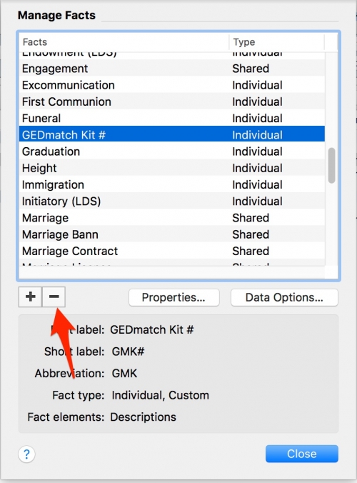 Remove a custom fact in Family Tree Maker