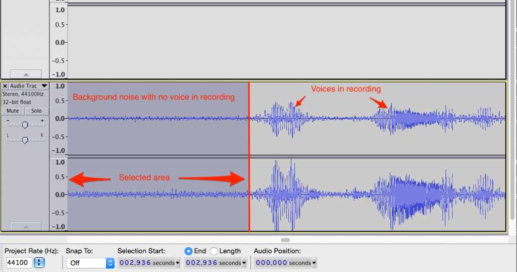 Isolating background noise in Audacity