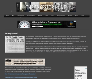 AncestorHunt historical newspaper listing