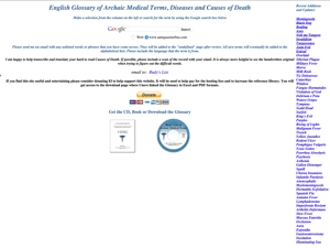 English Glossary of Archaic Medical Terms, Diseases and Causes of Death