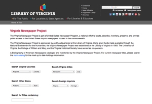 Library of Virginia Newspaper Holdings