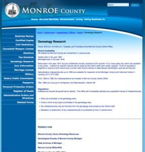 Monroe County, Michigan, record availability