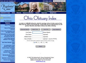 Rutherford B. Hayes Presidential Center Ohio Obituray Index