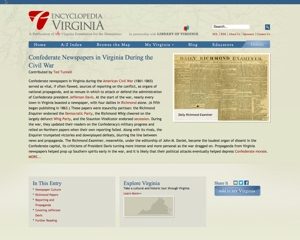 Confederate Newspapers in Virginia During the Civil War